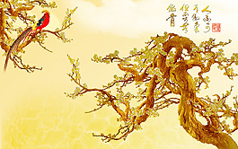 浮雕樹(shù)木背景墻