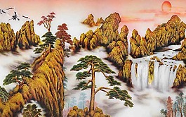 中式山峰裝飾背景墻