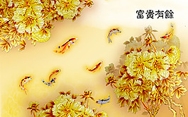 金色花卉裝飾背景墻