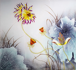 中式花卉背景墻