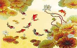 金色花卉背景墻