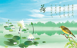 荷花池塘背景墻