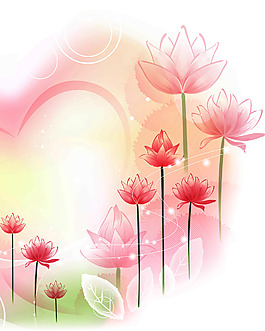 插畫荷花背景墻