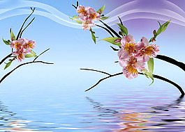 水面花卉背景墻