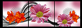 花朵三聯(lián)畫裝飾設(shè)計(jì)