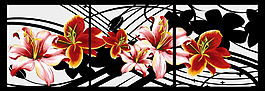 百合花三聯(lián)畫素材