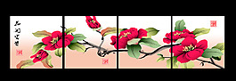 桃花三聯(lián)畫素材
