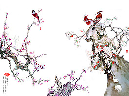 梅花風(fēng)景背景墻