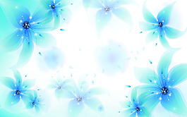 藍色花卉背景墻