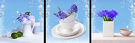 藍(lán)色背景薰衣草潔白杯子裝飾畫