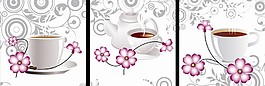 高雅清麗花紋咖啡杯裝飾畫