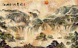 中式山水畫背景墻