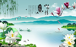 池塘荷花裝飾畫