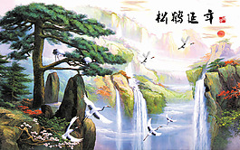 迎客松背景墻裝飾