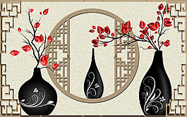 抽象花瓶背景墻