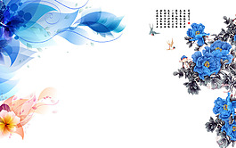 藍(lán)色花卉背景墻
