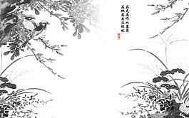 水墨中式背景墻