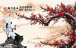 梅花風(fēng)景背景墻