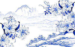 藍(lán)色風(fēng)景背景墻