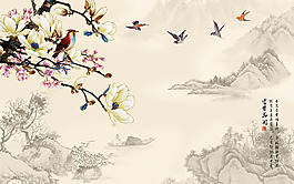 水墨風(fēng)景背景墻