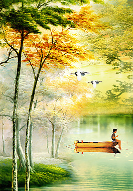 插畫風(fēng)景背景裝飾畫