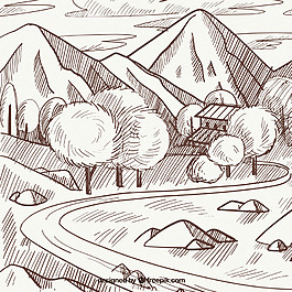 植樹(shù)節(jié)創(chuàng)意素描素材