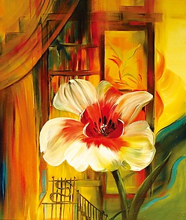 花朵建筑裝飾畫