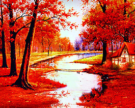 紅色樹(shù)林背景墻