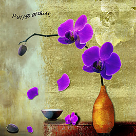 紫色插花裝飾畫(huà)