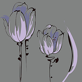 紫色簡(jiǎn)單線條花紋裝飾畫(huà)