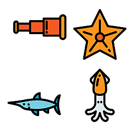 扁平海洋生物icon圖標(biāo)