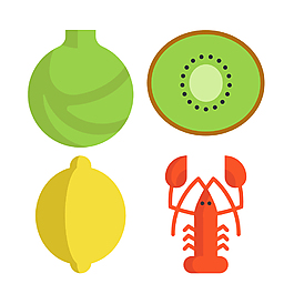 可愛扁平美食icon圖標(biāo)