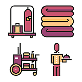 扁平酒店用品icon圖標(biāo)