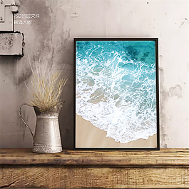 海浪沙灘配電箱無框裝飾畫
