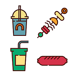 食物扁平icon圖標(biāo)EPS