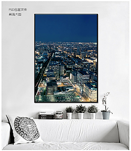 城市風(fēng)景夜景配電箱無框裝飾畫