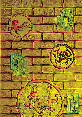 砖墙元素浮雕背景墙