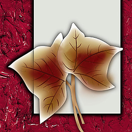 大紅背景脈絡(luò)清晰楓葉裝飾畫(huà)