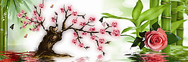 湖面花朵裝飾畫