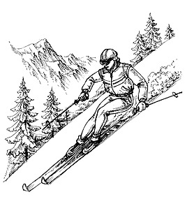 手繪滑雪人物