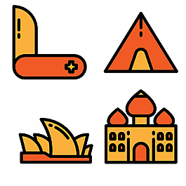 手绘景点icon图标