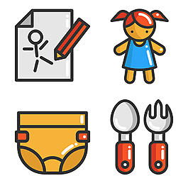 扁平嬰兒用品icon圖標(biāo)