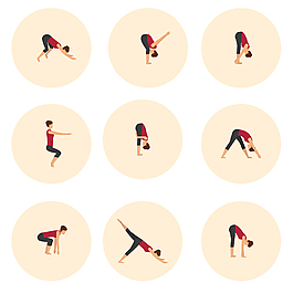 矢量瑜伽動作icon圖標(biāo)