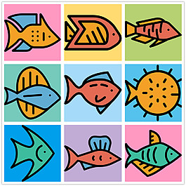 手繪簡約魚icon圖標