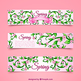 唯美春季花草橫幅展板展架