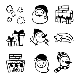 手繪扁平圣誕節(jié)icon圖標(biāo)
