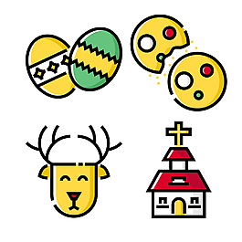扁平圣誕節(jié)icon圖標(biāo)
