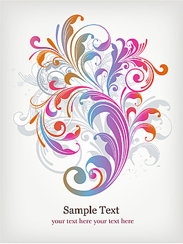 彩色植物花紋云紋素材