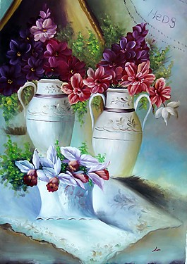 藝術(shù)花瓶插花裝飾畫