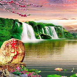 瀑布風(fēng)景裝飾畫